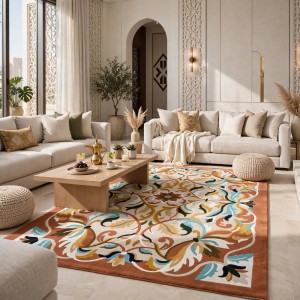 سجاد اطلس تركي نقش كوري A170A كيرمت تيرا - مقاس 400*500 سم
