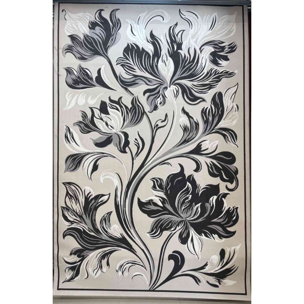 LORIN Turkish Rug Korean Design A404A GREY CREAM - 400x500 cm Jumbo Carpet