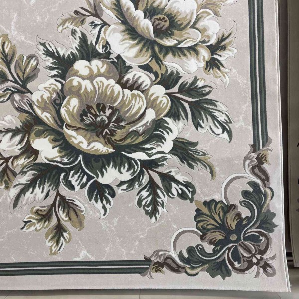 سجاد نقش كويتي تصميم كوري لورين تركي A406A كريم اخضر - مقاس 400*500 سم سجادة مجلس الشيوخ