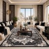 سجاد نقش كويتي تصميم كوري لورين تركي A406A رصاصي - مقاس 150*220 سم سجادة مجالس مودرن