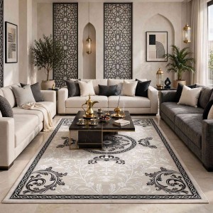 LORIN Turkish Rug Korean Design A419A GREY CREAM - 150x220 cm Modern Majlis Carpet