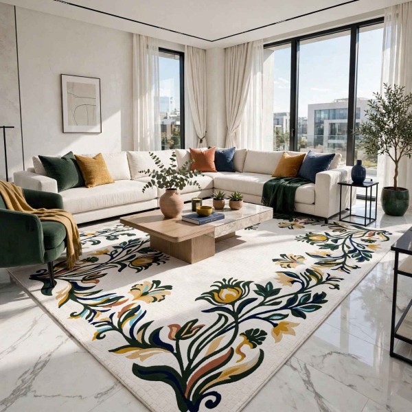 Rayyan Turkish Rug Korean Design A172A green - 50x80 cm Small Mat
