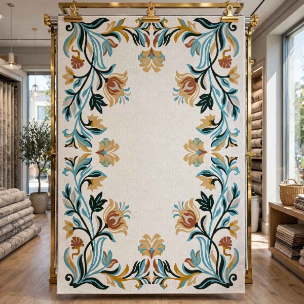 Rayyan Turkish Rug Korean Design A172A TURKUAZ - 300x400 cm Large Majlis Carpet