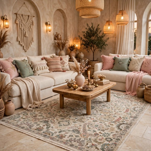 سجاد سوبر بوهيمي تركي A213A كريم مقاس 200*300