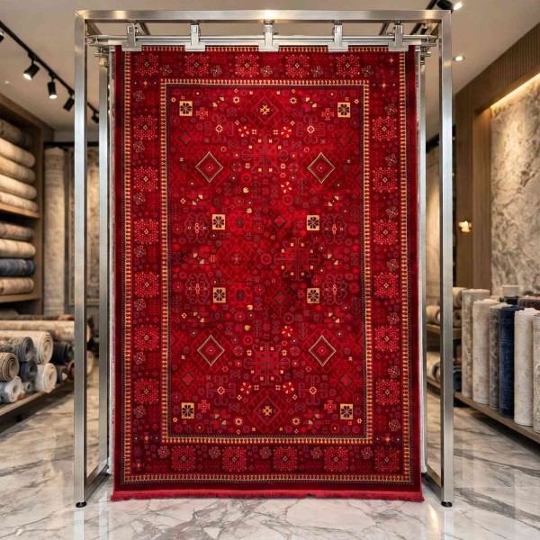 سجاد تركي بخارى تبريز افغاني 9618A عنابي مقاس 100*300