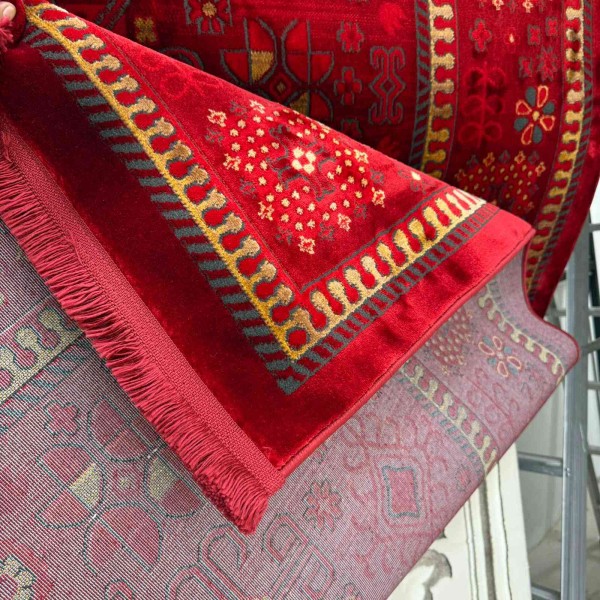 سجاد تركي بخارى تبريز افغاني 9618A عنابي مقاس 100*300