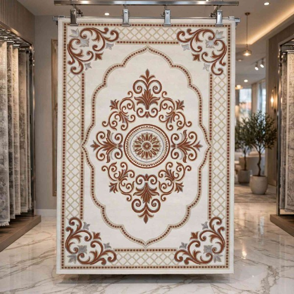 Turkish VELOURA Rug A451A Sky TILE Size 100*200