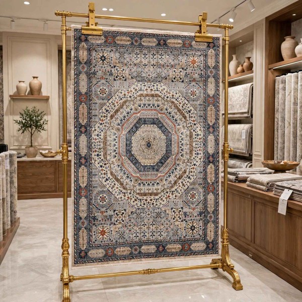 Turkish VERONA Bohemian Rug KO61A beige multi aqua Size 100*200