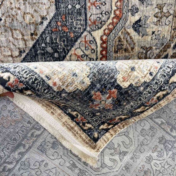 Turkish VERONA Bohemian Rug KO61A beige multi aqua Size 100*200
