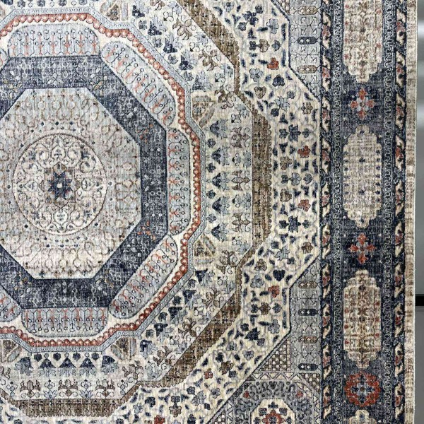 Turkish VERONA Bohemian Rug KO61A beige multi aqua Size 100*200