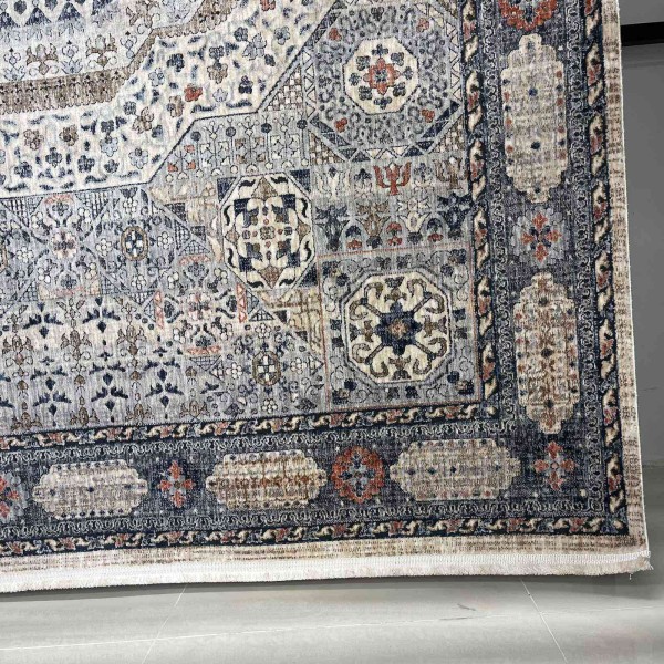 Turkish VERONA Bohemian Rug KO61A beige multi aqua Size 100*200