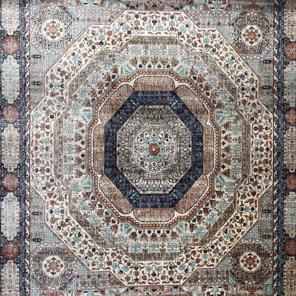 Turkish VERONA Bohemian Rug KO61A cream dark blue Size 100*200