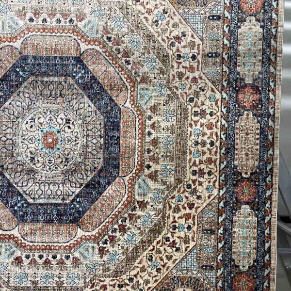 Turkish VERONA Bohemian Rug KO61A cream dark blue Size 100*200