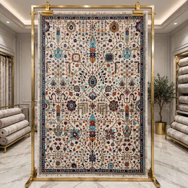 Turkish VERONA Bohemian Rug KP79A CREAM TURQUOIS Size 100*200
