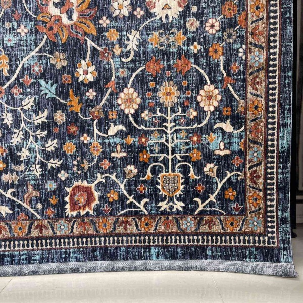 Turkish VERONA Bohemian Rug KP79A dark blue pink Size 100*200