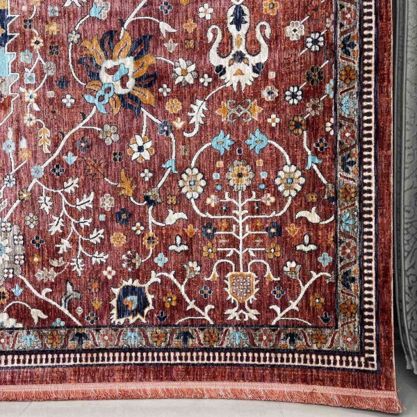 سجاد فيرونا بوهيمي تركي KP79A احمر تركواز مقاس 100*200