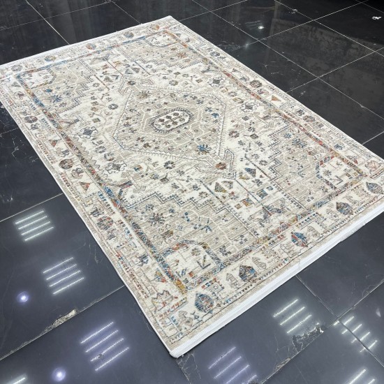 سجاد بوهيمي ماكس تركي B011B لون كريم بيج مقاس 150*220