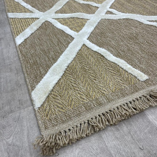 Turkish burlap carpet Isi 09205C golden size 100*300