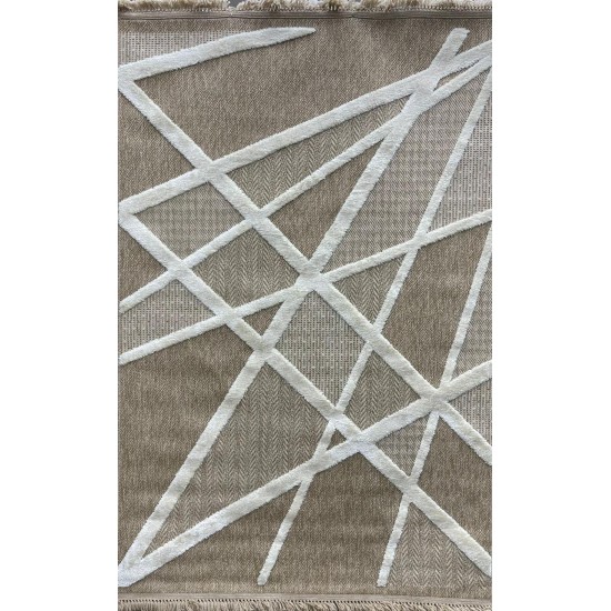 Turkish burlap carpet Issi 09205C white size 100*300