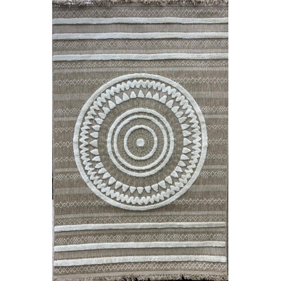 Turkish burlap carpet Isi 06545D white size 300*400