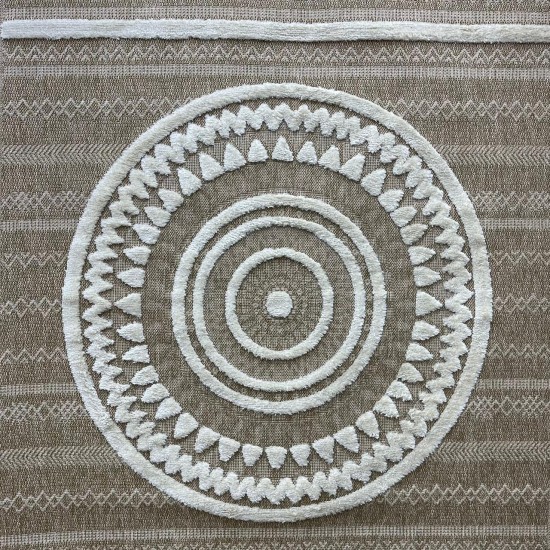 Turkish burlap carpet Isi 06545D white size 300*400