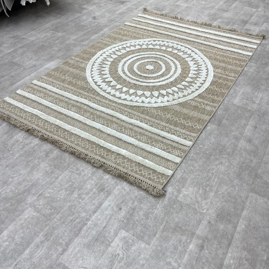 Turkish burlap carpet Isi 06545D white size 300*400