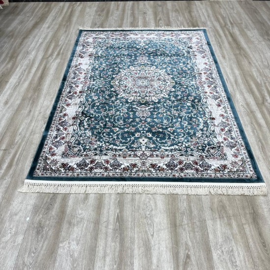 Turkish samarkandi carpet A027A cyan size 100*300