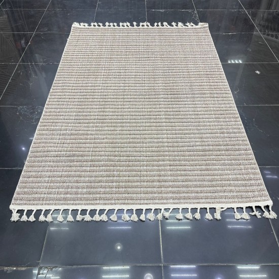 Turkish Batara Burlap Carpet L0064B Brown Beige Size 80*150