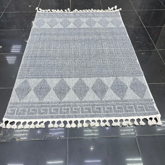 Turkish Batara Burlap Carpet L0064B Gray Size 100*300