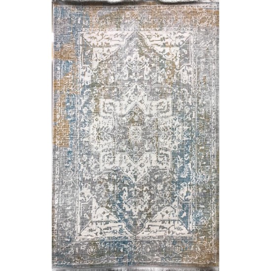 Turkish soft silk carpet, dep gray and golden oak