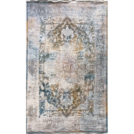 Turkish soft silk carpet, dep gray and golden oak