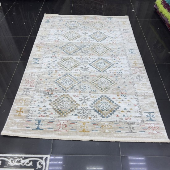 Vintage Turkish Bohemian Rug B0024C Beige White 300*400