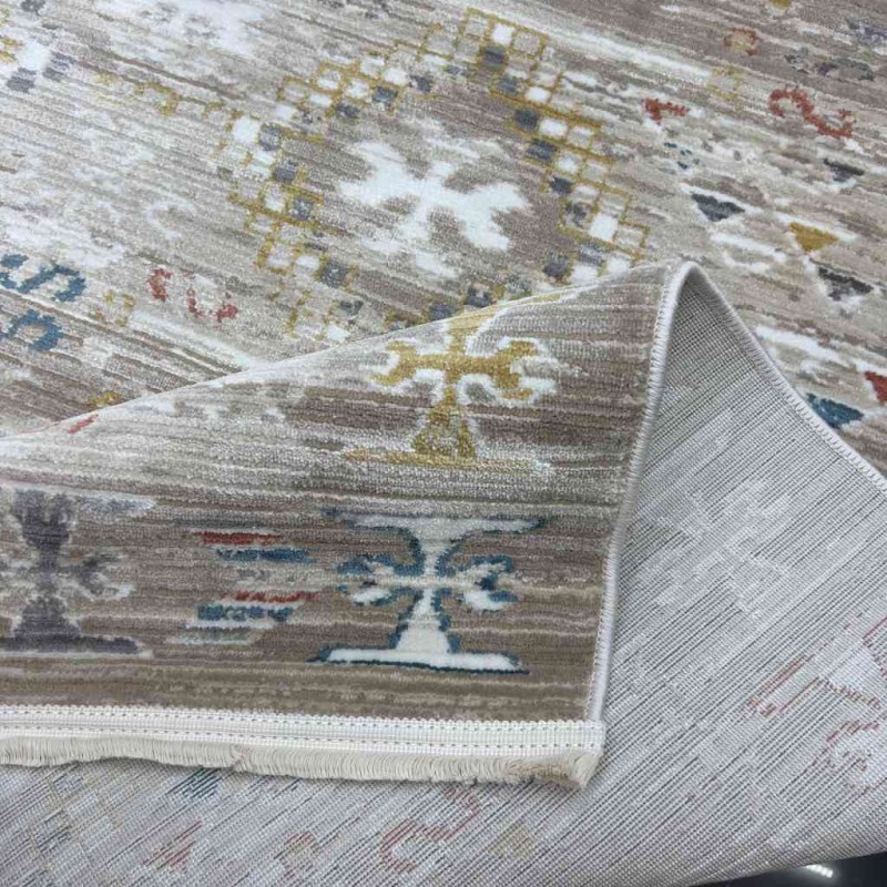 سجاد بوهيمي تركي فينتج B0024C لون بني بيج مقاس 150*230