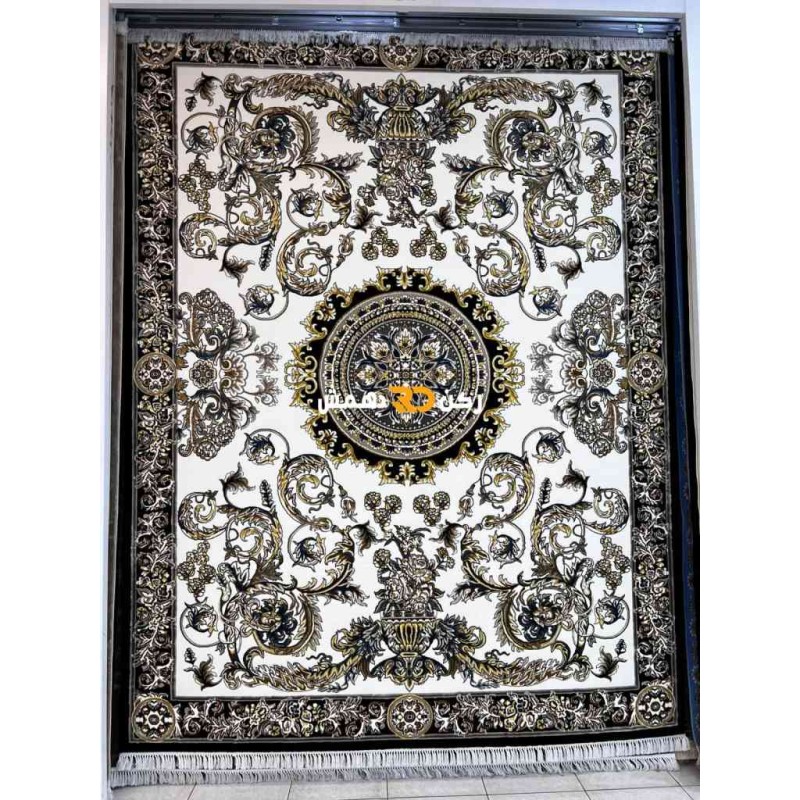 سجاد تركي طوكيو نقش ايراني B061B لون اسود مقاس 150*220