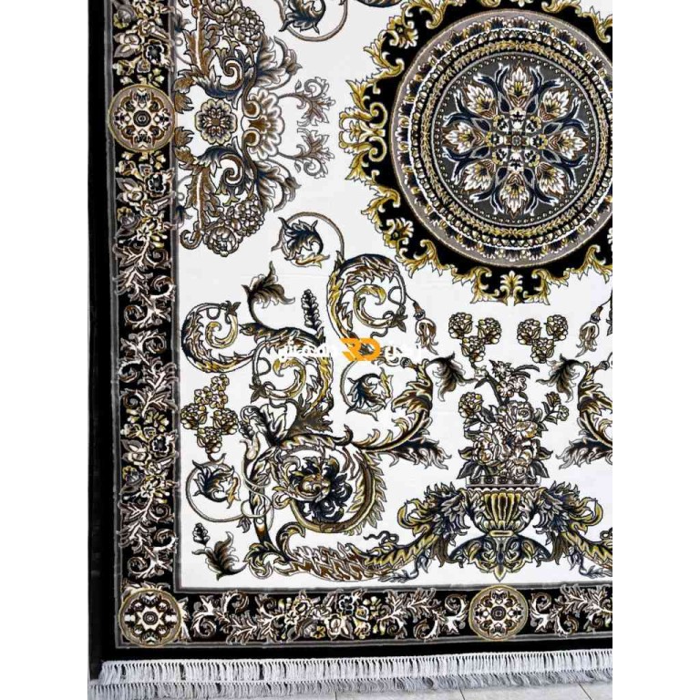 Turkish Tokyo rug Iranian pattern B061B black color size 400*600
