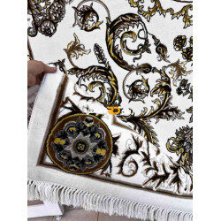 سجاد تركي طوكيو نقش ايراني B061B لون ابيض دائري مقاس 300*300