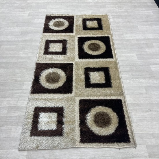 Turkish silk shaggy carpet beige brown size 100*200