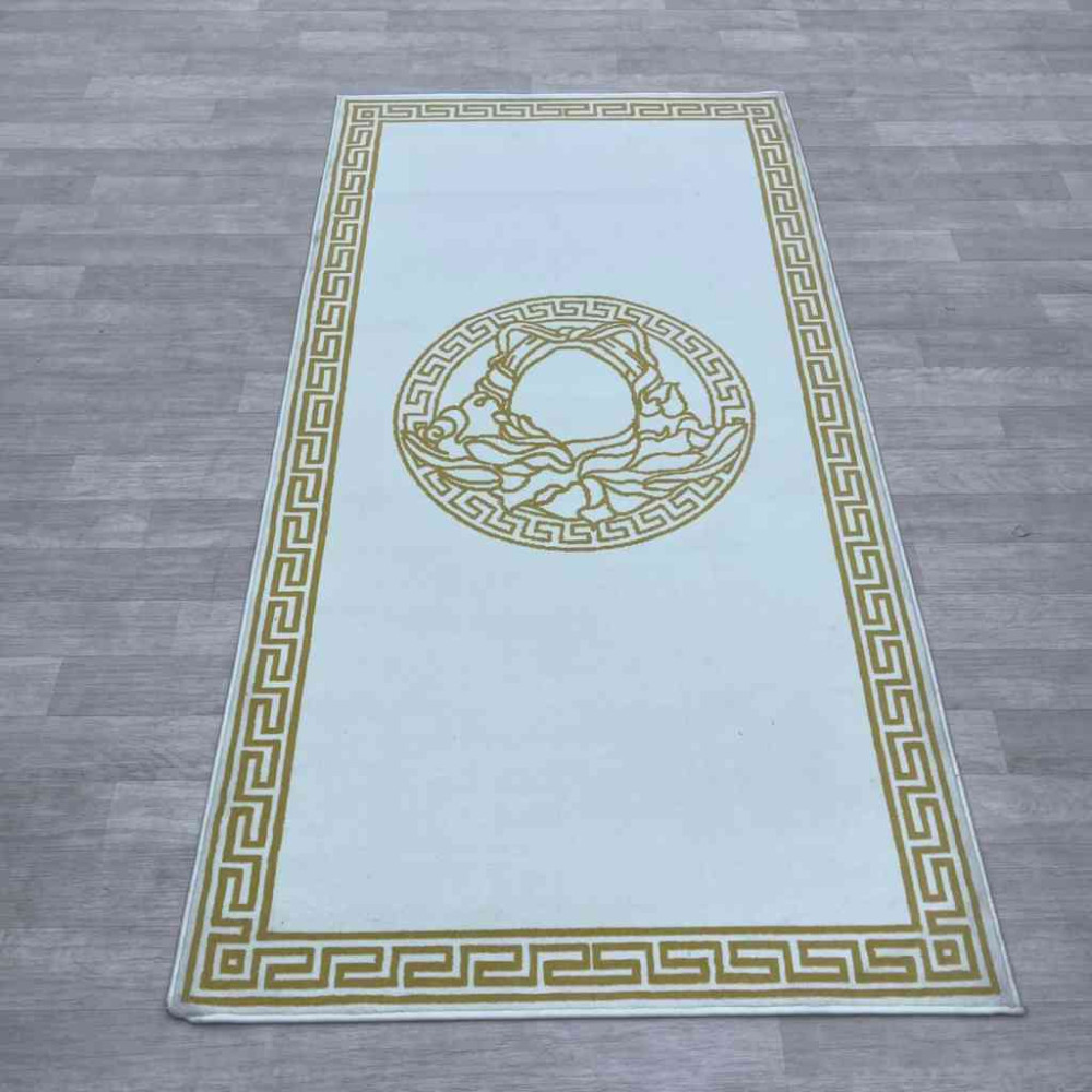 سجاد مايباخ الجديد شانيل ابيض و ذهبي مقاس 100*200 سجاد مايباخ الجديد شانيل ابيض و ذهبي مقاس 100*200