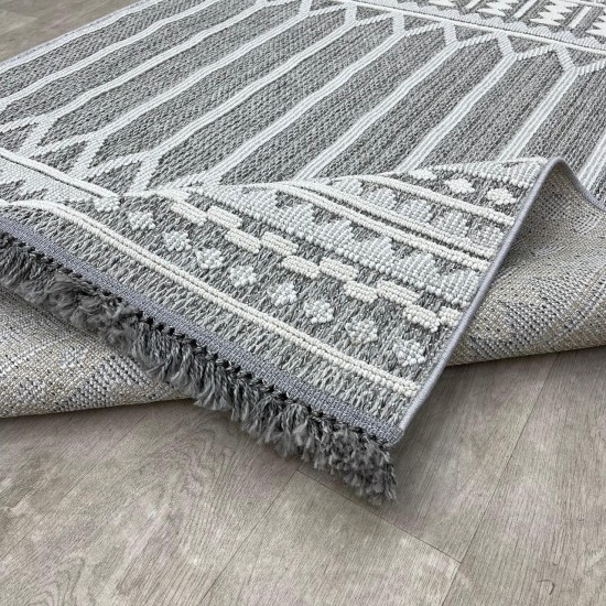 Turkish burlap carpet with casso NA44A gray color