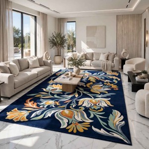 سجاد الهبة تصميم كوري لوتس تركي HU13A كحلي كريم مقاس 150*220