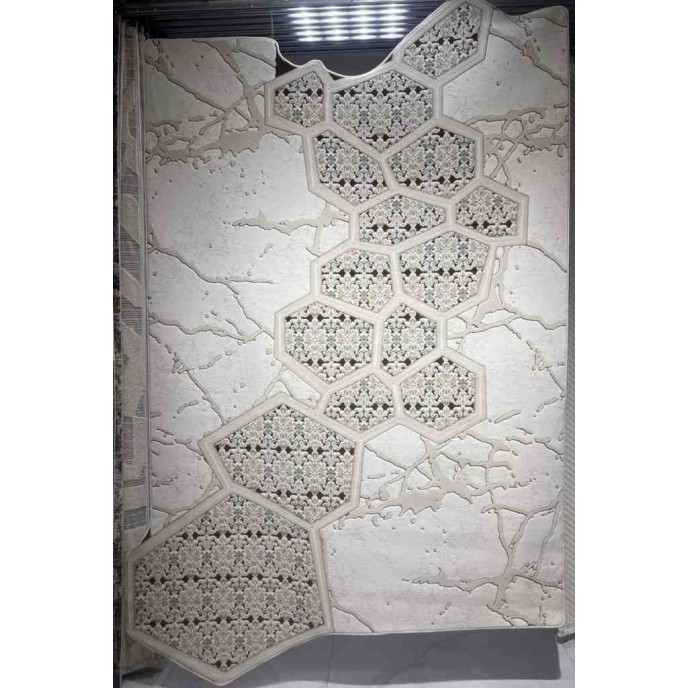 Turkish embossed rug Art N0374A beige size 200*300
