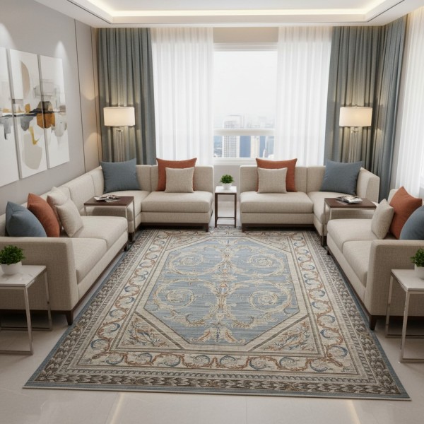 سجاد بوهيمي تركي اثينا 40965A سماوي مقاس 150*220