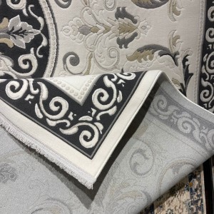 سجاد تركي نقش فرنسي بارون 41162A كريم اسود مقاس 80*150