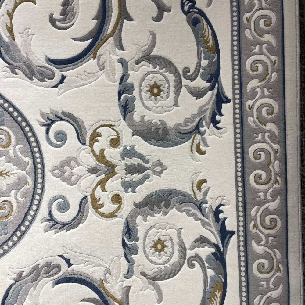 سجاد تركي نقش فرنسي بارون 41162A كريم سماوي مقاس 150*230