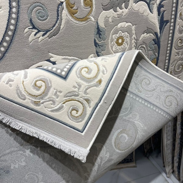 Turkish rugs baron 41162A gray blue size 100*200