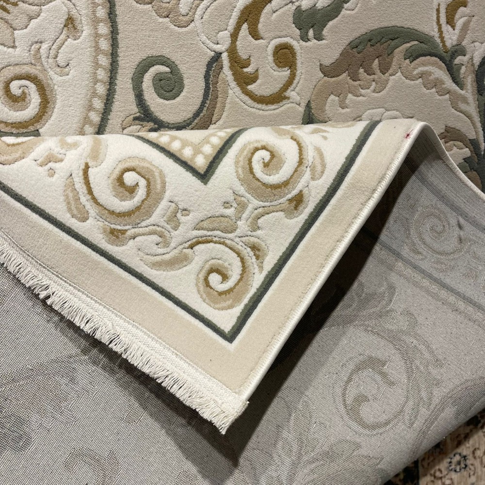 سجاد تركي نقش فرنسي بارون 41162A بيج فاتح اخضرمقاس 100*300