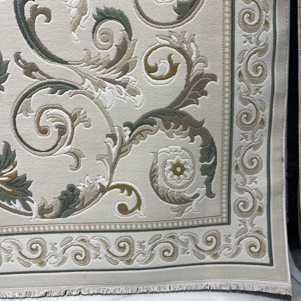 سجاد تركي نقش فرنسي بارون 41162A بيج فاتح اخضرمقاس 100*300