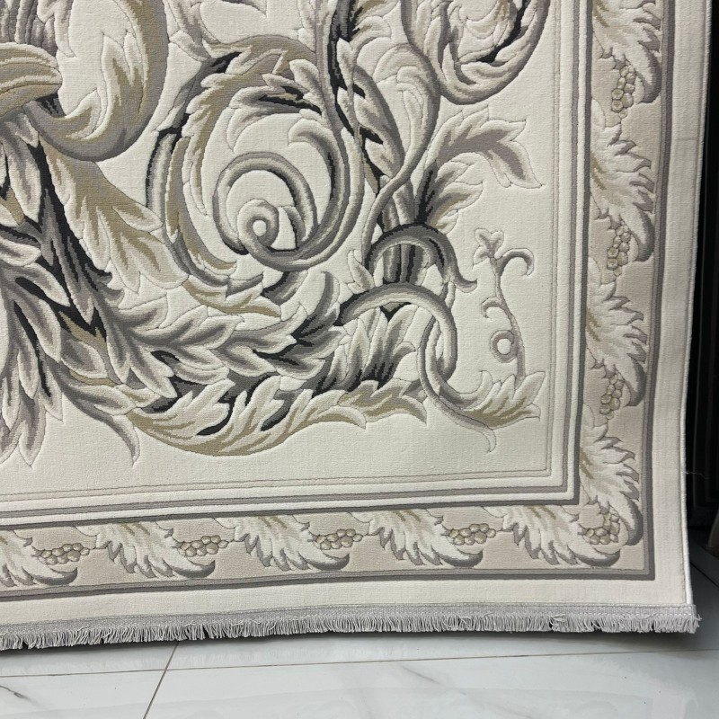 سجاد القصور تركي كراون نقش فرنسي تركي 41170A كريم اسود مقاس 100*200
