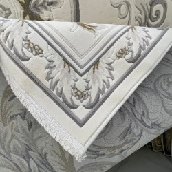 سجاد القصور تركي كراون نقش فرنسي تركي 41170A كريم سماوي مقاس 400*500