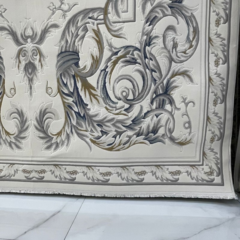 سجاد القصور تركي كراون نقش فرنسي تركي 41170A كريم سماوي مقاس  250*350